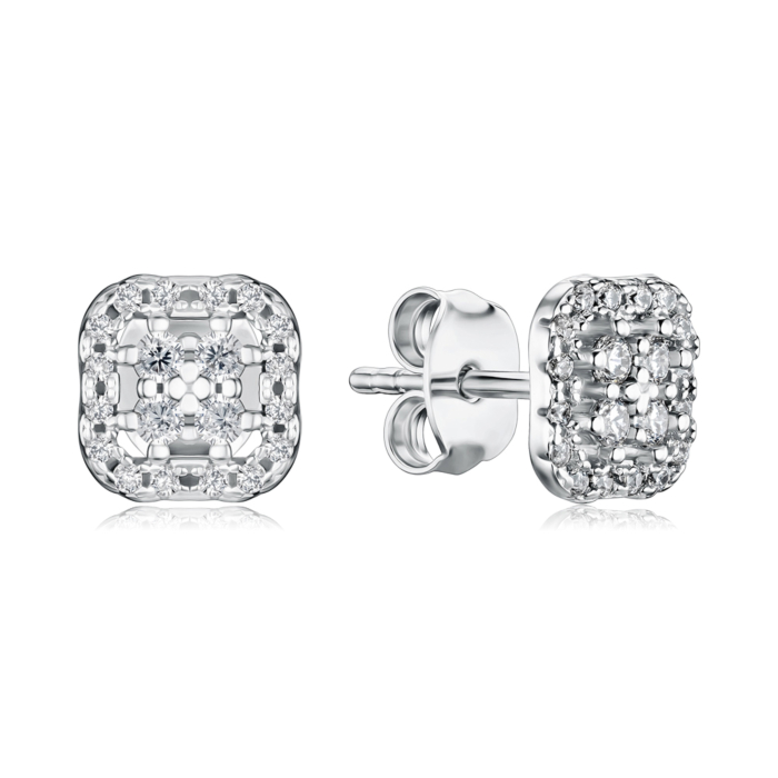 Серебряные серьги-пуссеты с фианитами SZDE00445-E/12/1