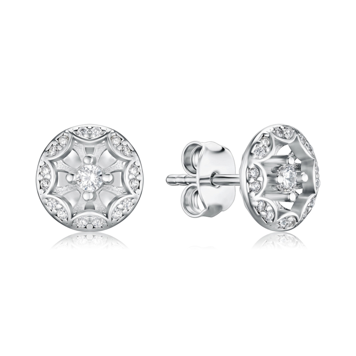 Срібні сережки-пусети з фіанітами SZDE00461-E/12/1