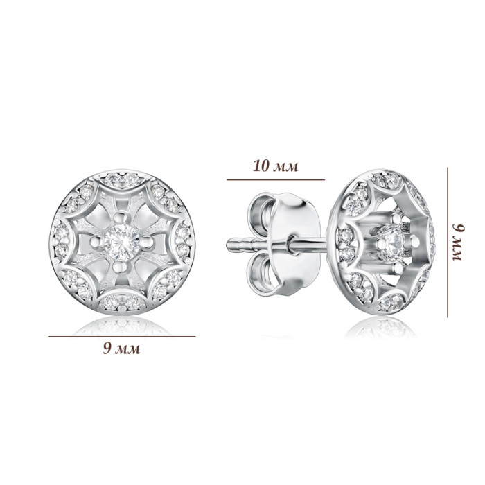 Срібні сережки-пусети з фіанітами SZDE00461-E/12/1