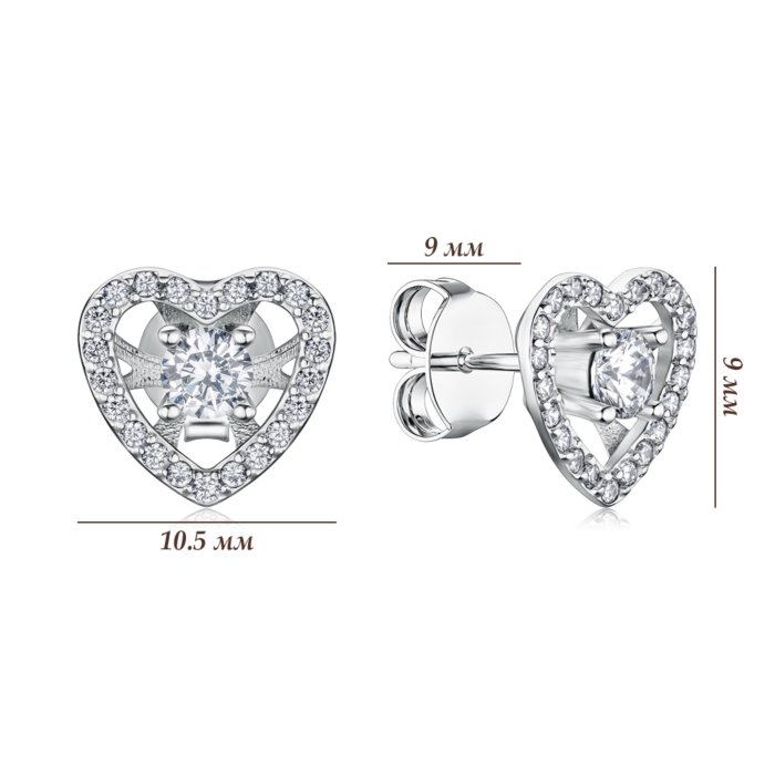 Серебряные серьги-пуссеты с фианитами SZDE00469-E/12/1