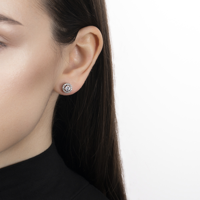 Срібні пусети з фіанітами. Артикул SZDE00475-E/12/1