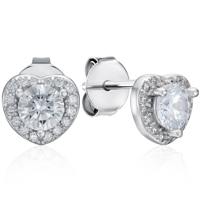 Серебряные пуссеты с фианитами. Артикул SZDE00498-E/12/1