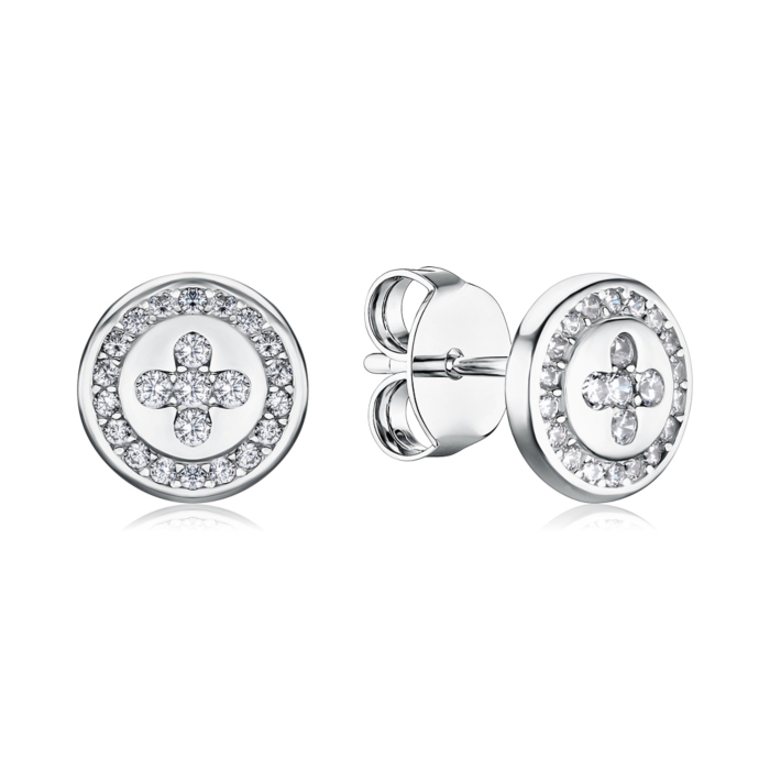 Серебряные серьги-пуссеты с фианитами SZDE00523-E/12/1