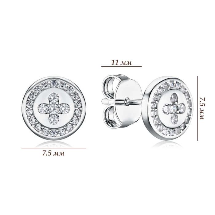 Серебряные серьги-пуссеты с фианитами SZDE00523-E/12/1