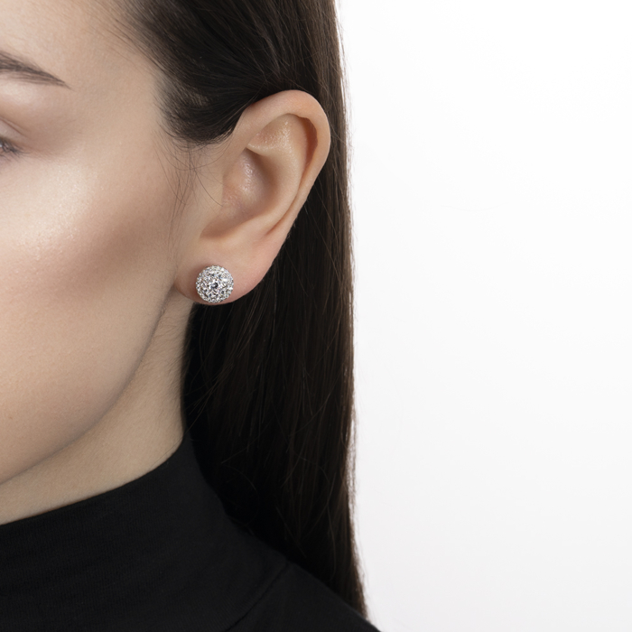 Серебряные пуссеты с фианитами. Артикул SZDE00529-E/12/1