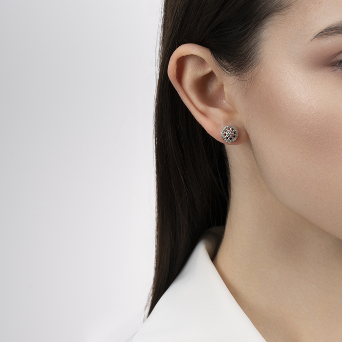 Серебряные пуссеты с фианитами. Артикул SZDE00579-E/12/1