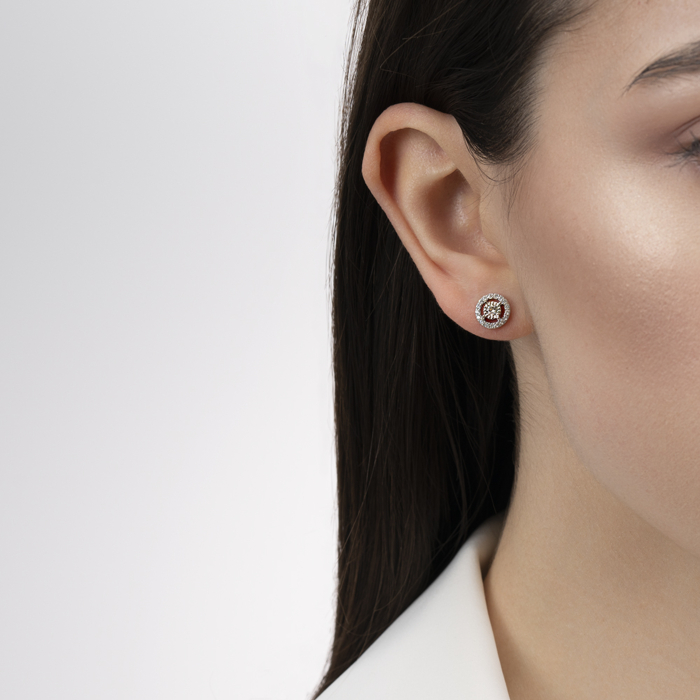 Срібні пусети з фіанітами. Артикул SZDE00580-E/12/1