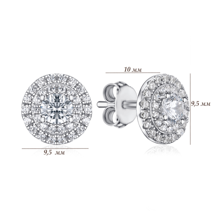 Серебряные серьги-пуссеты с фианитами SZDE00588-E/12/1