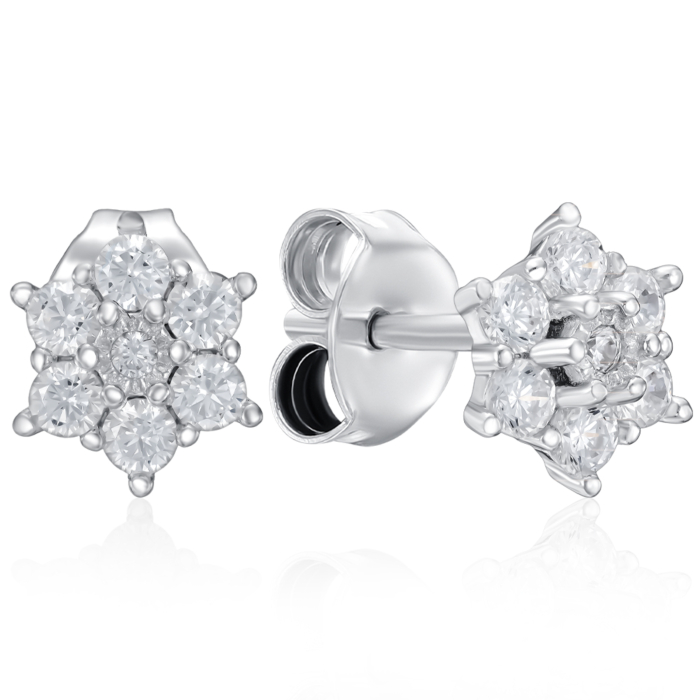 Срібні пусети з фіанітами. Артикул SZDE00592-E/12/1