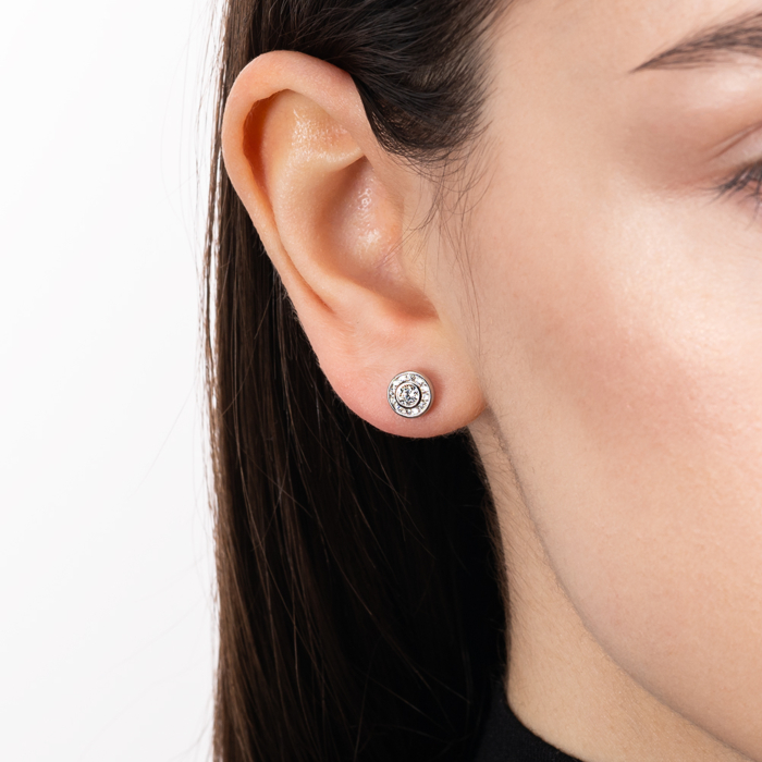 Срібні пусети з фіанітами. Артикул SZDE00617-E/12/1