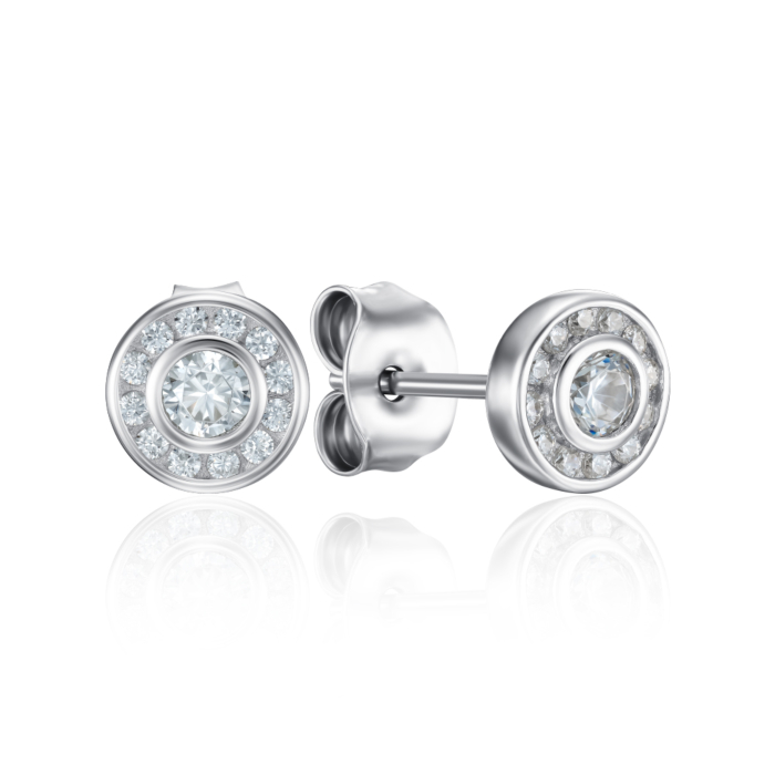 Срібні пусети з фіанітами. Артикул SZDE00617-E/12/1