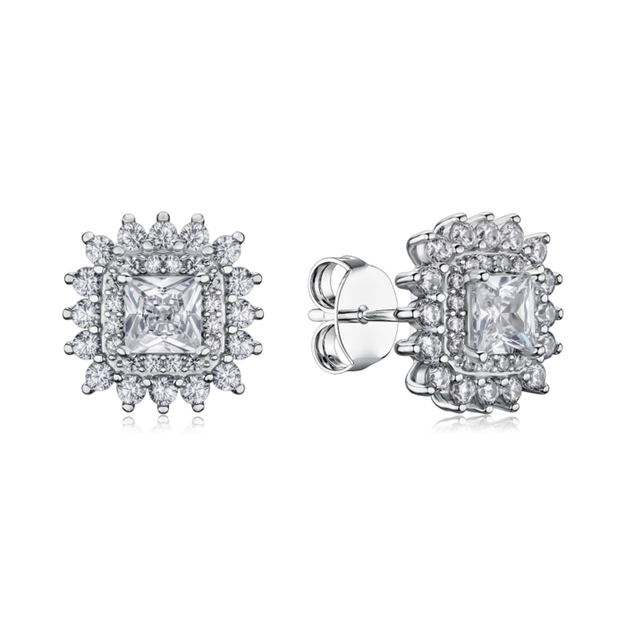 Серебряные серьги-пуссеты с фианитами SZDE00626-E/12/1