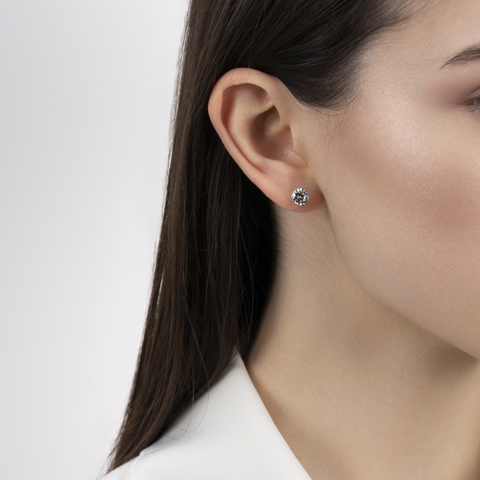 Срібні пусети з фіанітом. Артикул SZDE00883-E/12/1