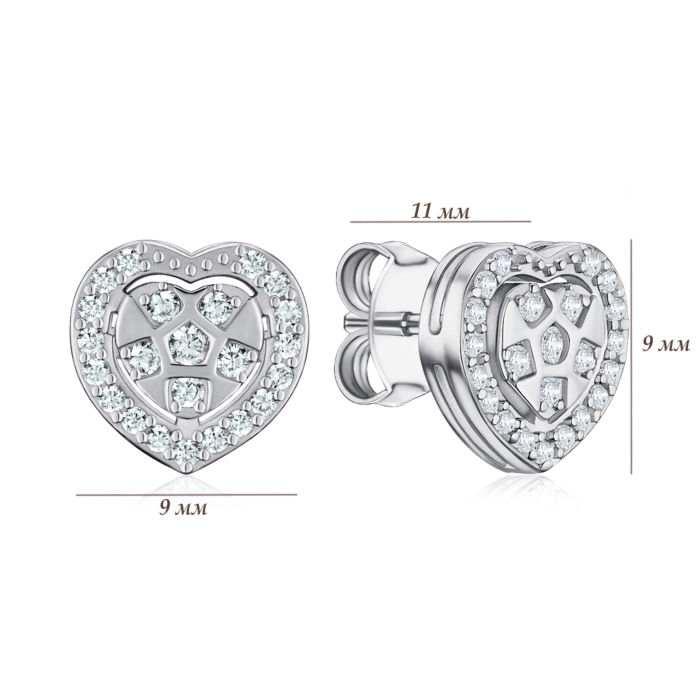 Серебряные серьги-пуссеты с фианитами SZDE00910-E/12/1