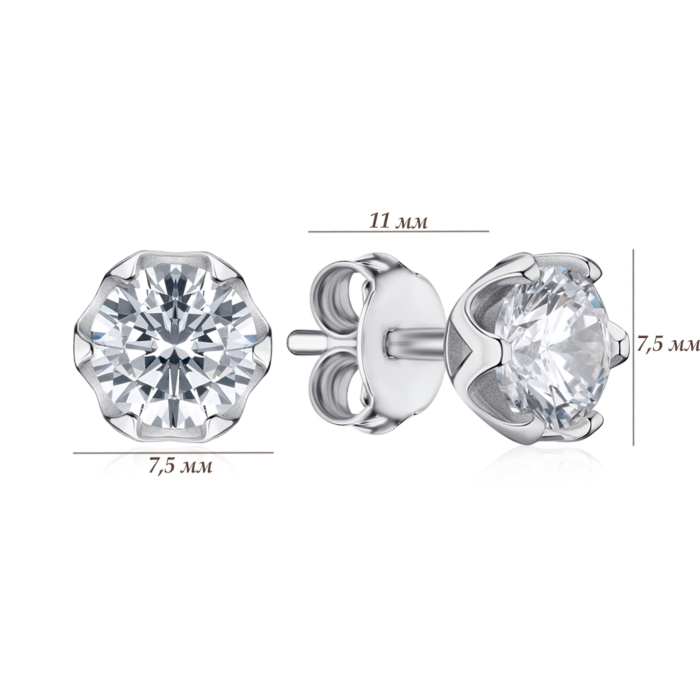 Срібні сережки-пусети з фіанітом SZDE00922-E/12/1