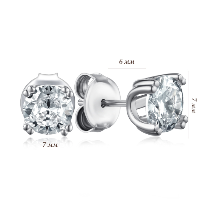 Срібні пусети з фіанітом. Артикул SZDE00948-E/12/1