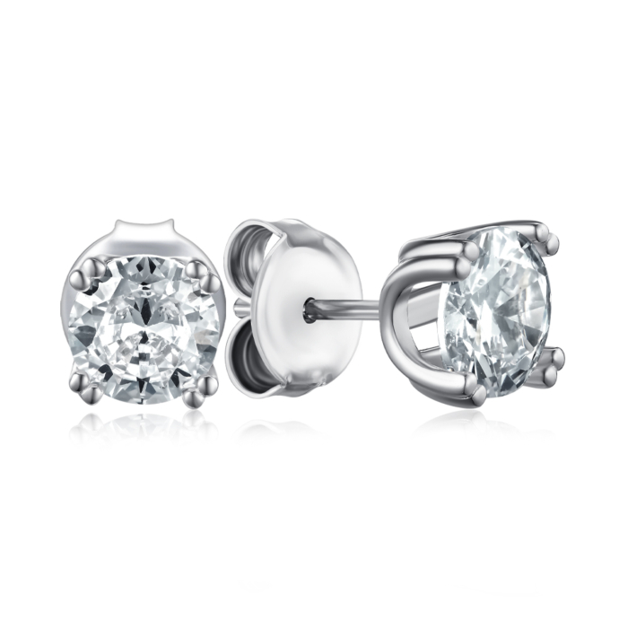 Срібні пусети з фіанітом. Артикул SZDE00948-E/12/1