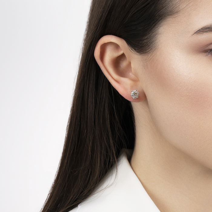 Срібні пусети з фіанітами. Артикул SZDE01256-E/12/1