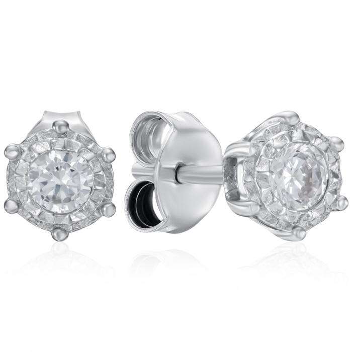 Срібні пусети з фіанітами. Артикул SZDE01256-E/12/1