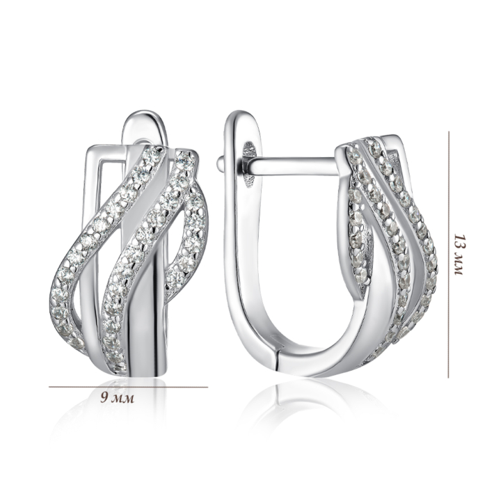 Срібні сережки з фіанітами. Артикул SZDE04857-E/12/1