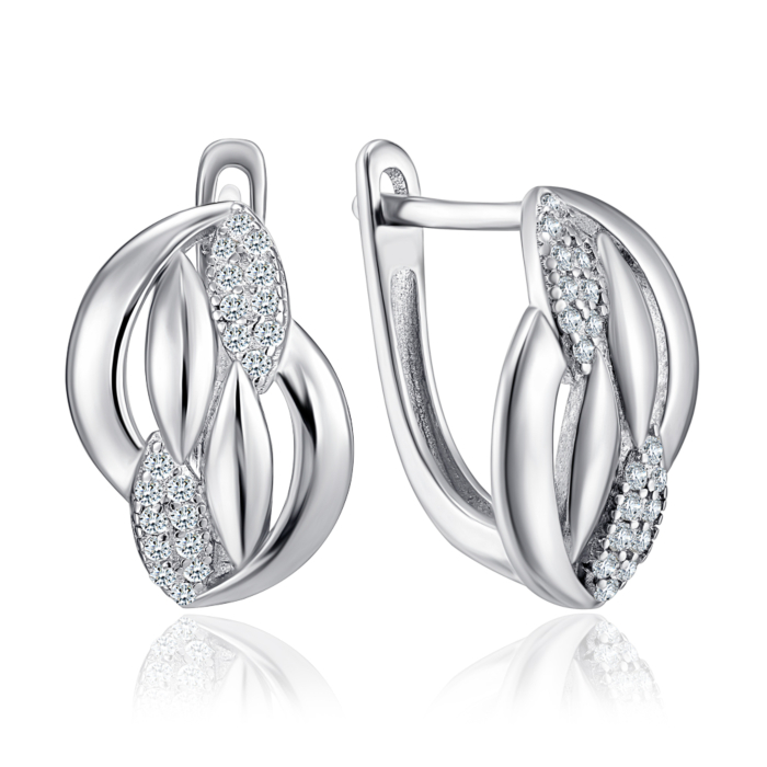 Срібні сережки з фіанітами. Артикул SZDE04859-E/12/1