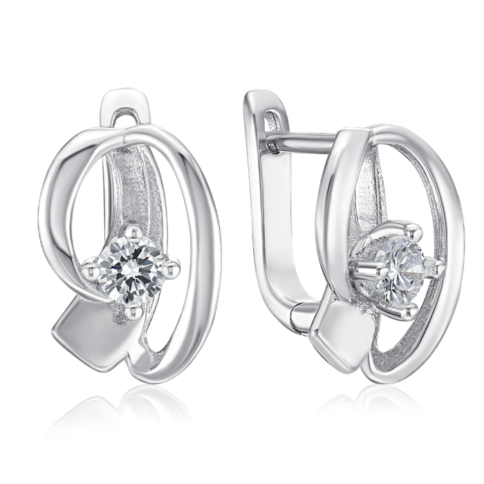 Срібні сережки з фіанітом. Артикул SZDE04877-E/12/1