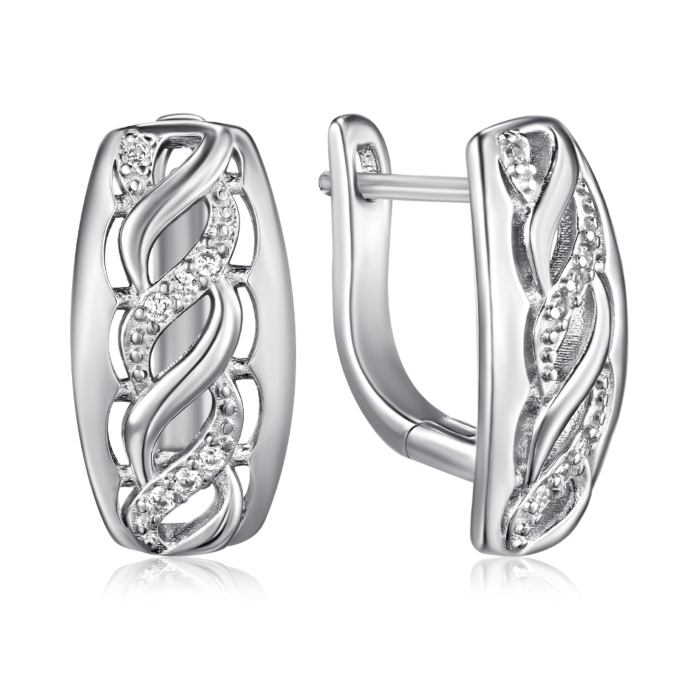 Срібні сережки з фіанітами. Артикул SZDE04884-E/12/1