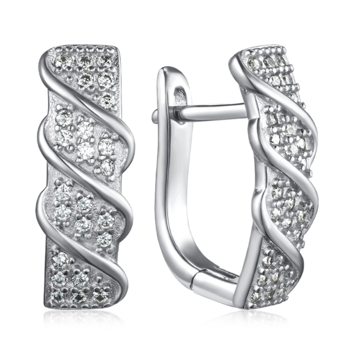 Срібні сережки з фіанітами. Артикул SZDE04896-E/12/1