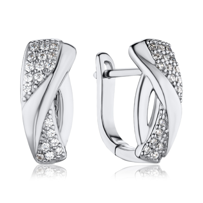 Срібні сережки з фіанітами SZDE04897-E/12/1