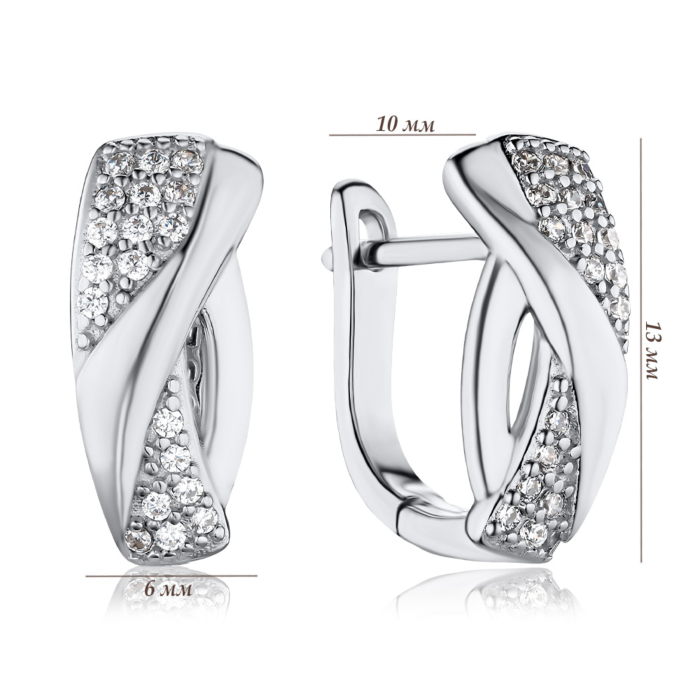 Срібні сережки з фіанітами SZDE04897-E/12/1