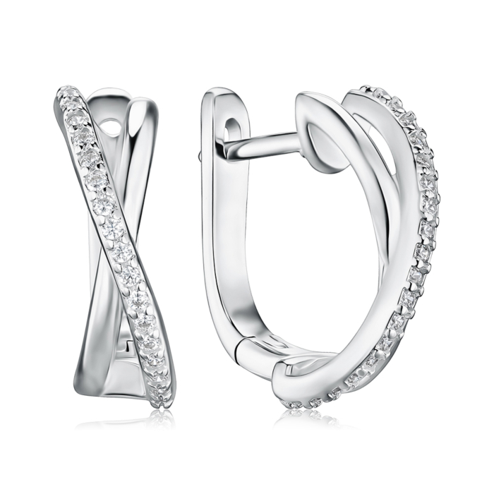 Срібні сережки з фіанітами SZDE04954-E/12/1