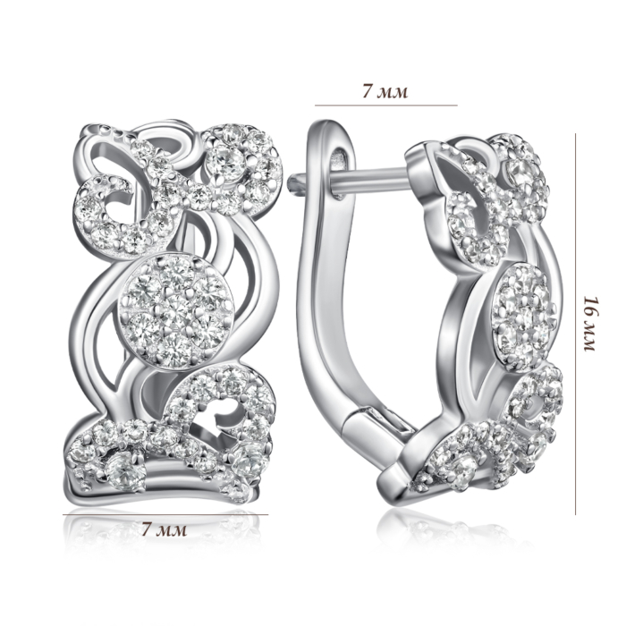 Серебряные серьги с фианитами. Артикул SZDE04994-E/12/1