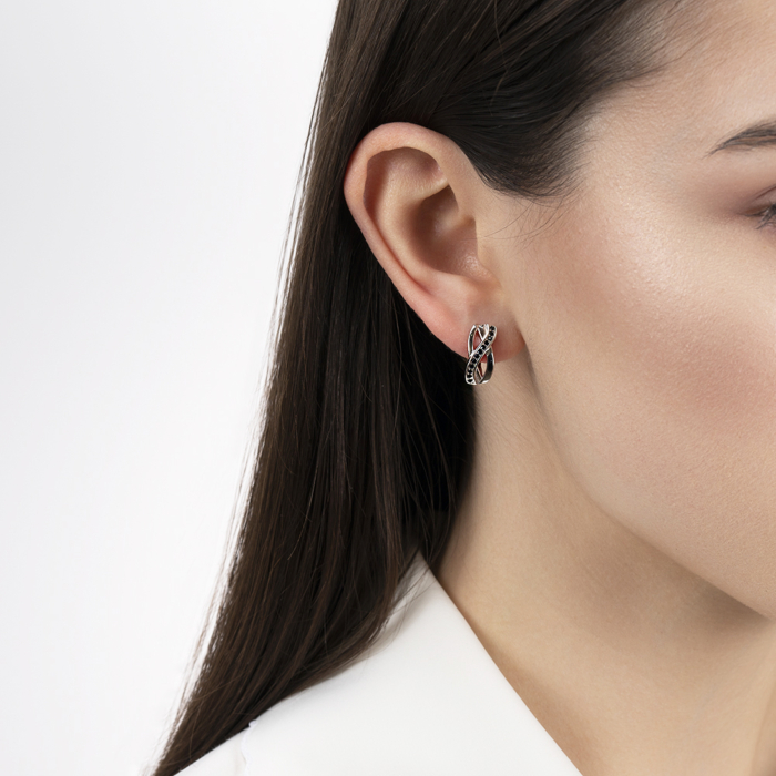 Серебряные серьги с фианитами. Артикул SZDE04997-E/12/526