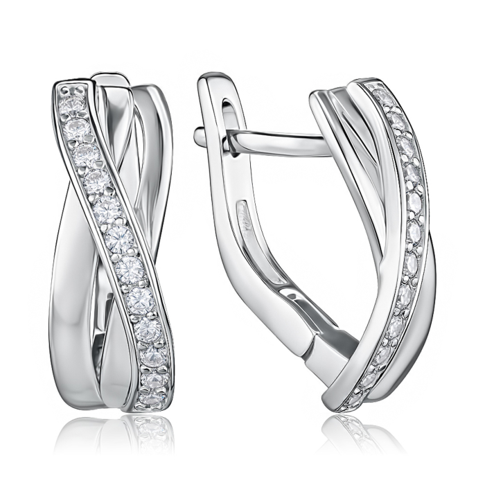 Срібні сережки з фіанітами. Артикул SZDE05007-E/12/1