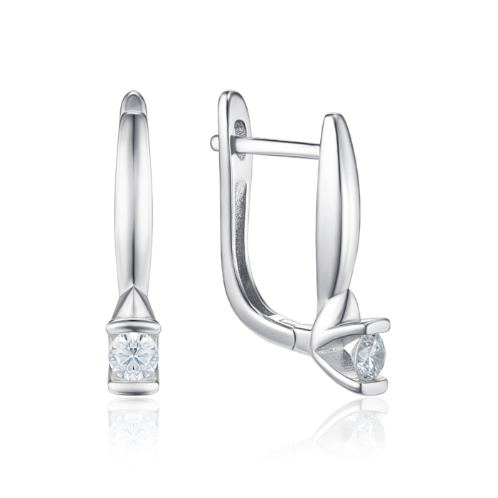 Срібні сережки з фіанітом. Артикул SZDE05021-E/12/1