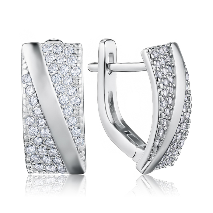 Срібні сережки з фіанітами. Артикул SZDE05024-E/12/1