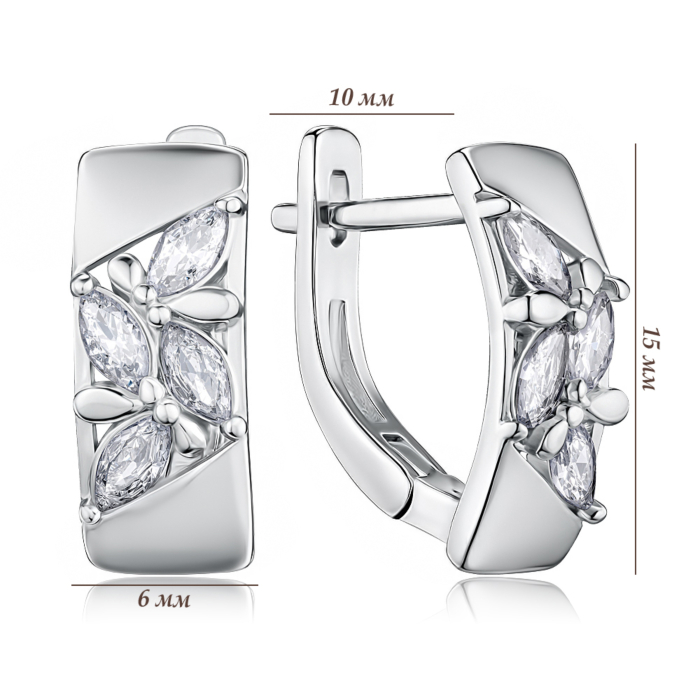 Серебряные серьги с фианитами. Артикул SZDE05025-E/12/1