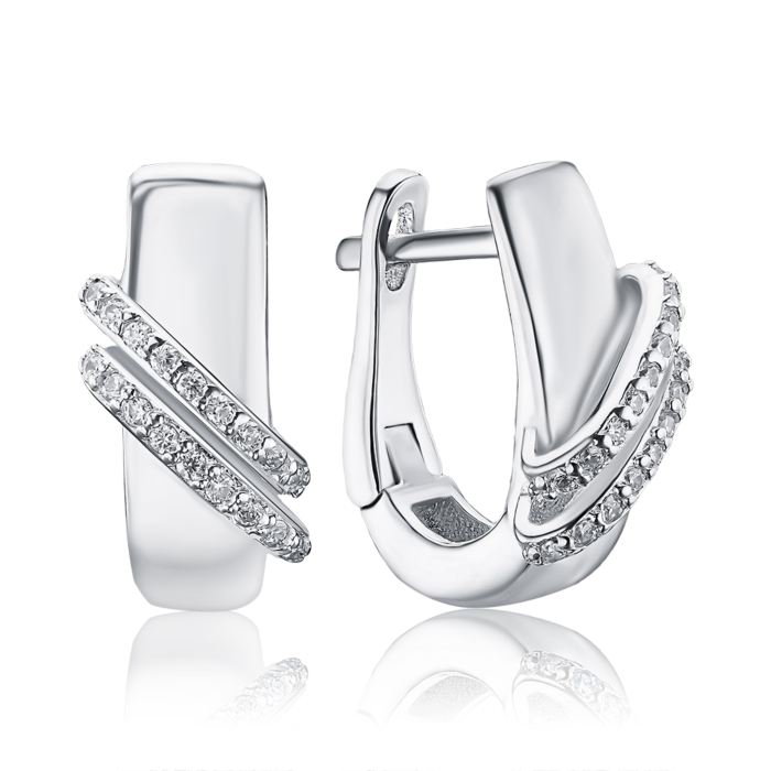 Срібні сережки з фіанітами SZDE05129-E/12/1