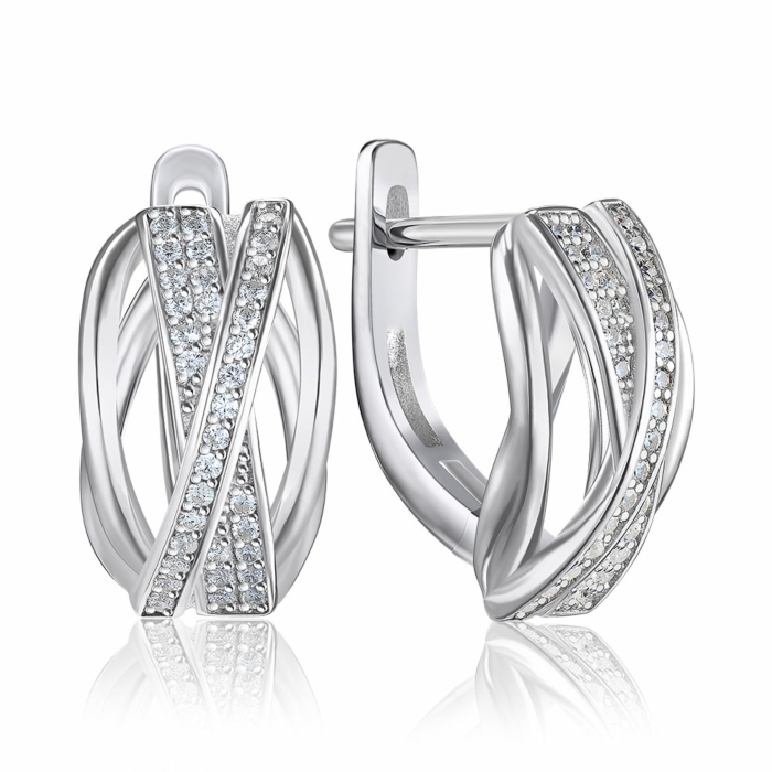 Срібні сережки з фіанітами. Артикул SZDE05179-E/12/1