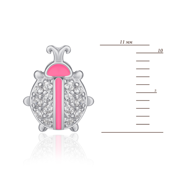 Серебряные пуссеты с эмалью и фианитами. Артикул SZDE06895-E/12/563