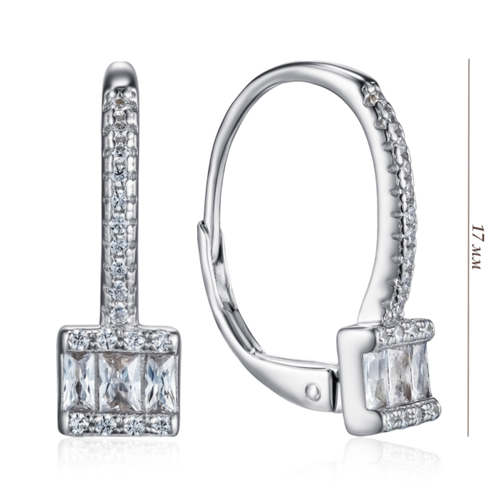 Срібні сережки з фіанітами. Артикул SZDE08403-E/12/1