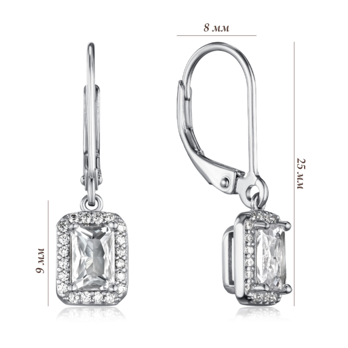Серебряные серьги с фианитами. Артикул SZDE08408-E/12/1