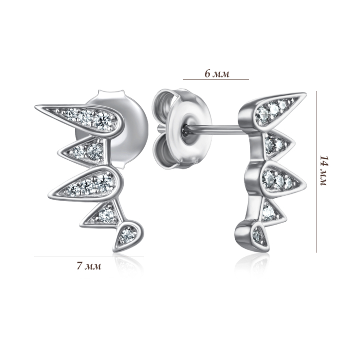Срібні сережки з фіанітами. Артикул SZDE14423-E/12/1