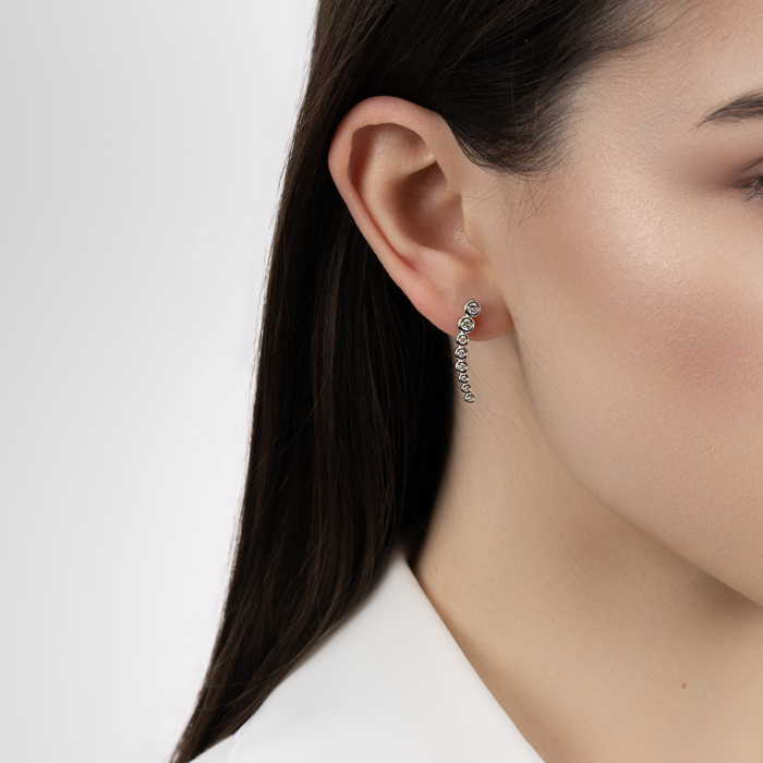 Срібні пусети з фіанітами. Артикул SZDE14446-E/12/1