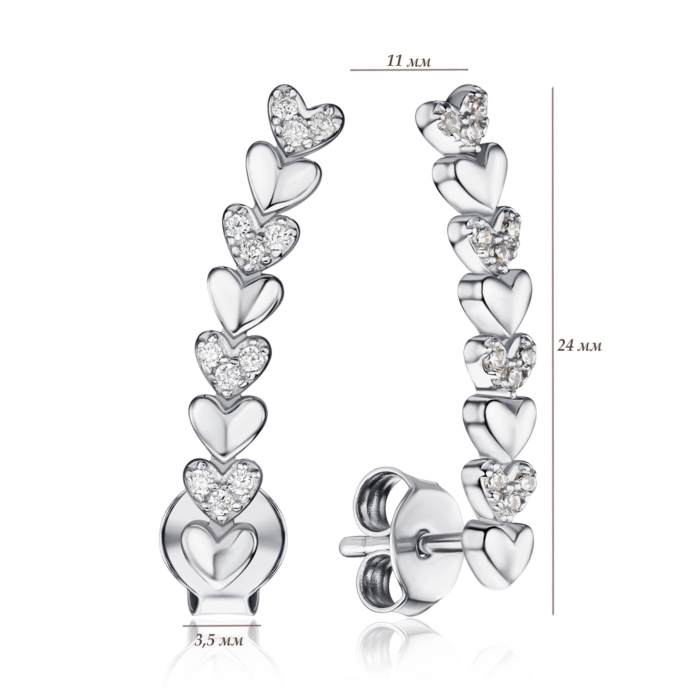 Серебряные серьги-пуссеты с фианитами SZDE14472-E/12/1