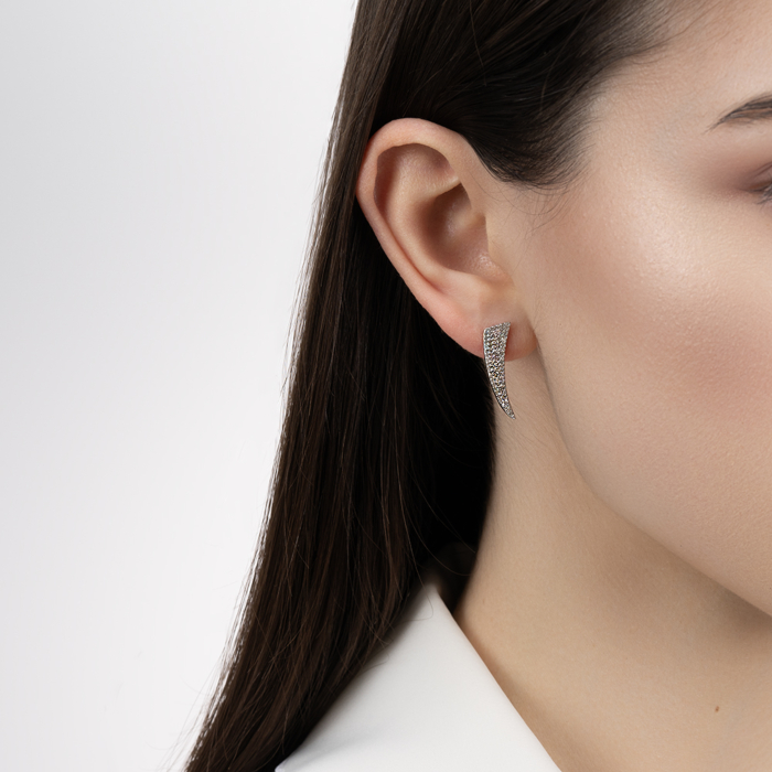 Срібні пусети з фіанітами. Артикул SZDE14516-E/12/1