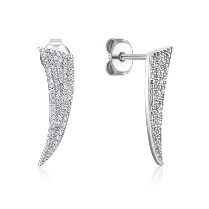 Срібні пусети з фіанітами. Артикул SZDE14516-E/12/1