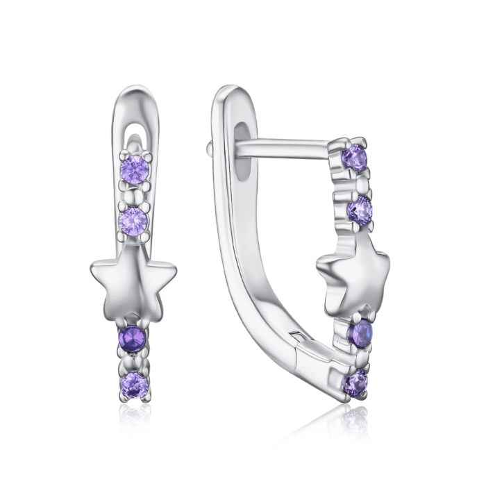 Срібні сережки Зірочки з фіанітами SZDE15059-E/12/1507