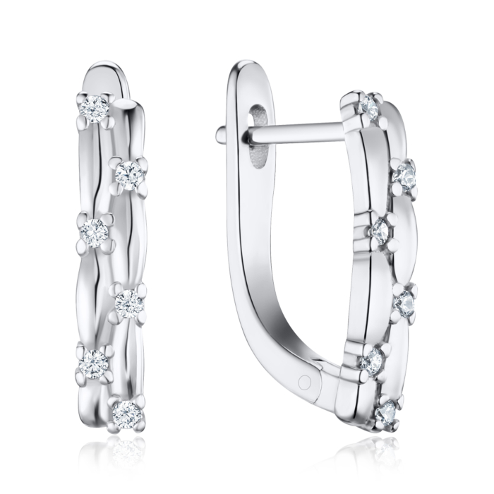 Срібні сережки з фіанітами SZDE15066-E/12/1