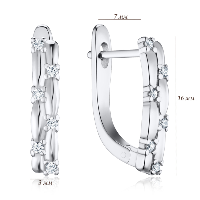Срібні сережки з фіанітами SZDE15066-E/12/1